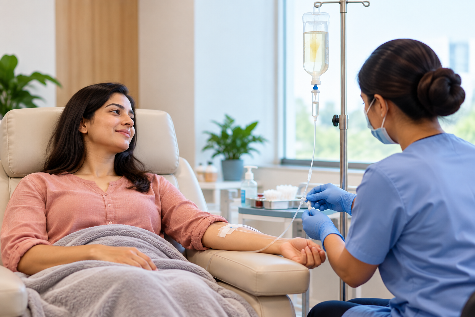 IV drip therapy session procedure and treatment process by Obesity Specialist Dr. Swati Pradhan at Live Light clinic.